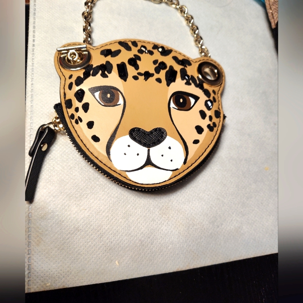 Kate Spade Novelty Leopard  Coin Purse with Chain Could Use It as a Bag Charm